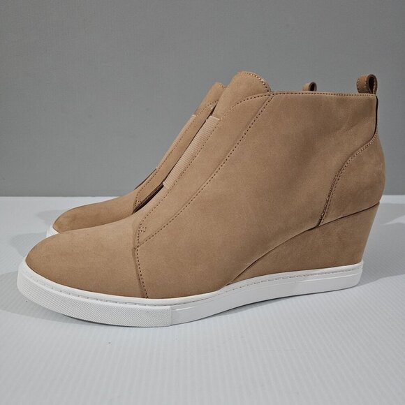 NEW Linea Paolo Felicia Ankle Bootie Womens 10 Tan Leather Hidden Wedge Neutral - Picture 1 of 13